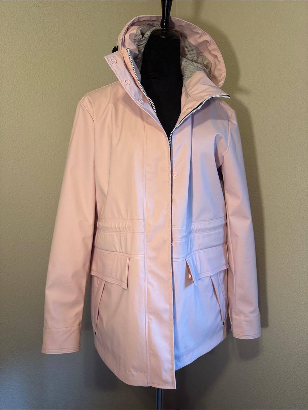 Hunter Light Pink Vinyl Hooded Rain Coat